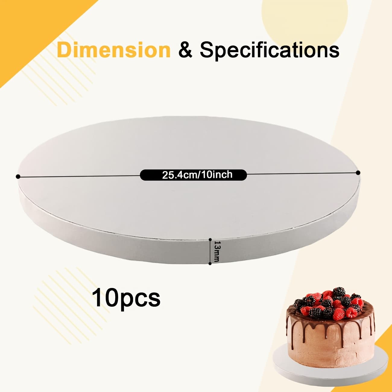 TEMU 10pcs10inch Round Cake Board White Pizza Pan For Baking And Cake Decorating Ideal Gift For Bakers And Cake Lovers For Birthdays, Weddings, Christmas, Graduation, Christmas