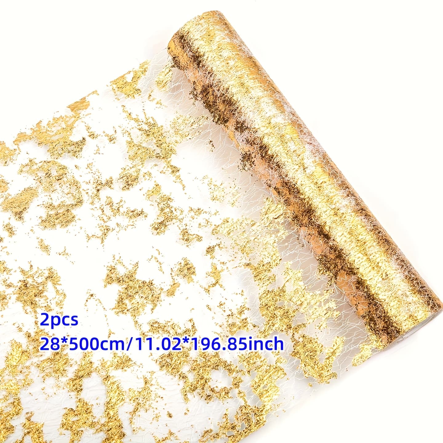TEMU Set Of 2 Thin Mesh Gold-foil Table Runners Measuring 28*275/500 Cm, Suitable For Weddings, Valentine's Day, Events, Birthday Parties, And Table Decorations ( In Multiple Colors)