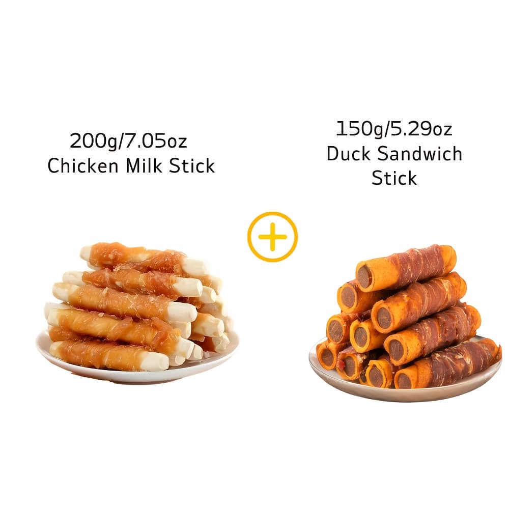 TEMU 14.11oz Assorted Dog Treats Pack - Chicken & Duck Jerky, - High Protein, , Easy To , Long-lasting Chew Snacks For Training & Rewarding Small To Large Dogs