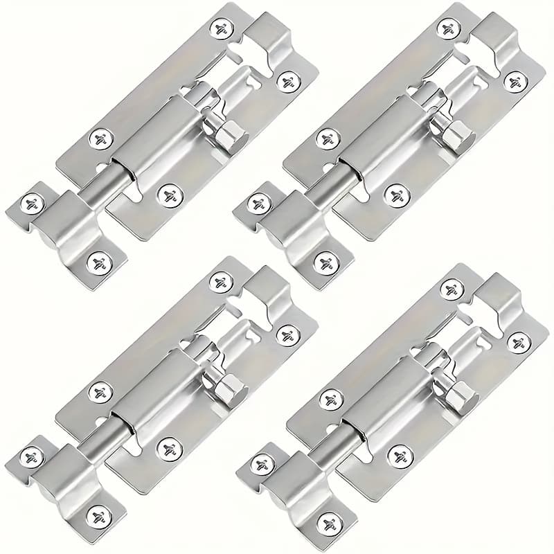 TEMU 1/2/4pcs 4inch Heavy-duty Stainless Steel Door Bolt Locks - Thickened Security Pin For Wood , Ensures Privacy & Safety,thickened Stainless Steel Door Slide Lock