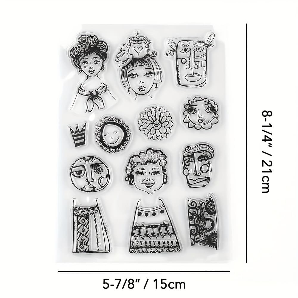 TEMU Diy Craft Character Stencils & Templates Set – Rubber Clear Stamps For Scrapbooking, Card Making, Photo Album, Art Decoration – Transparent Stamping Molds With Assorted Designs