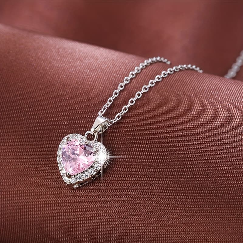 TEMU Sweet And Cool Inlaid With Heart-shaped Synthetic Zirconia, A Lovely Necklace