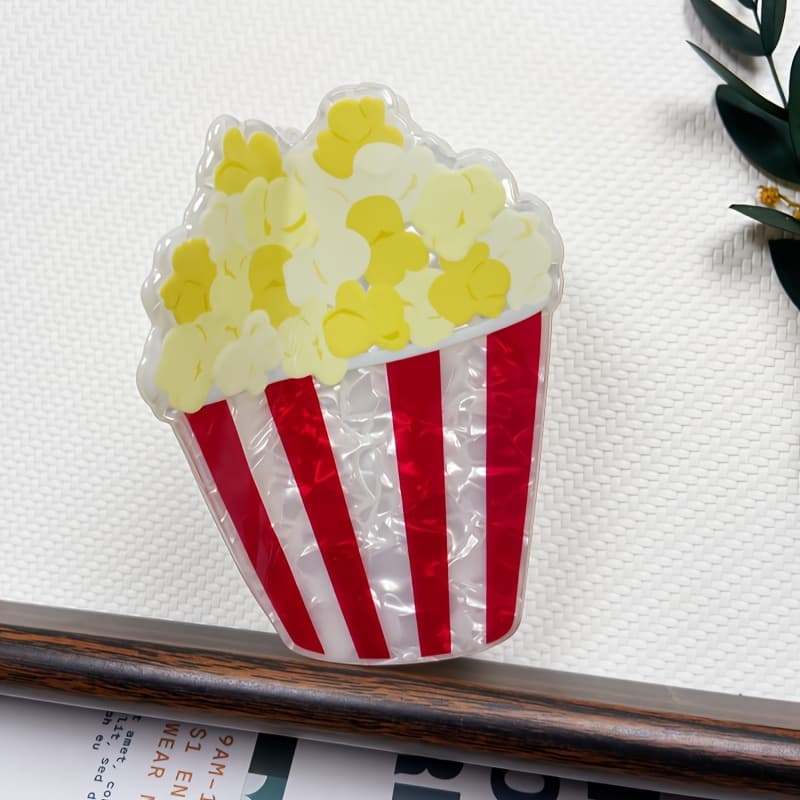 TEMU Single Popcorn Hairpin, Cute Food Styling Design, For Everyday And Parties, Birthday Gift