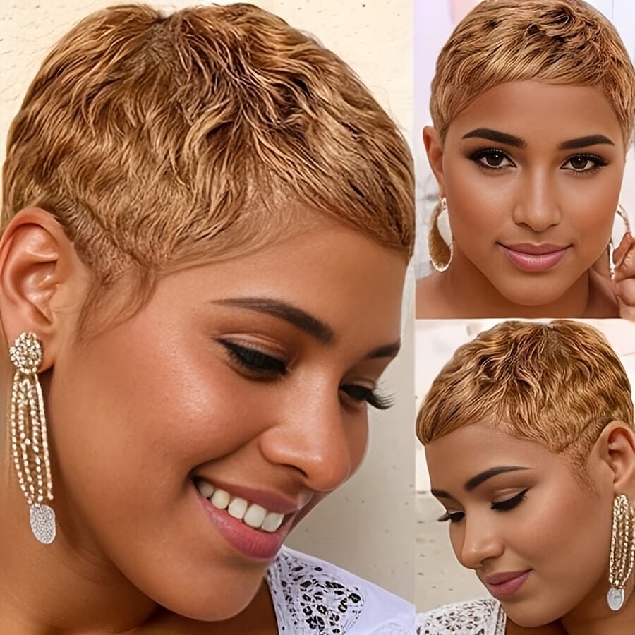 TEMU Short Blonde Resistant Wig Short Body Wavy Hair With Bangs Synthetic Wigs For Women Short Hair Wigs For Wig Beginner Friendly