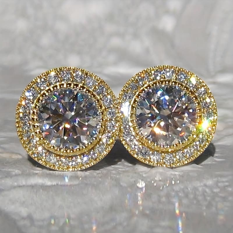 TEMU Pair Of Round Stud Earrings, High-end Temperament Elegant Ear Jewelry Women's Party Holiday Gift Vacation