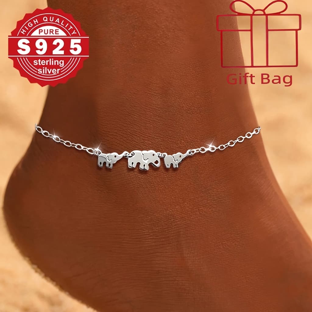 TEMU A Ladies' Bracelet Made Of 925 Silver, Featuring 3 Cute Little , Along With A Delicate Plain Chain. Suitable For Daily Wear, For Vacations, As A Gift For Or For , It Comes With A Gift Bag.