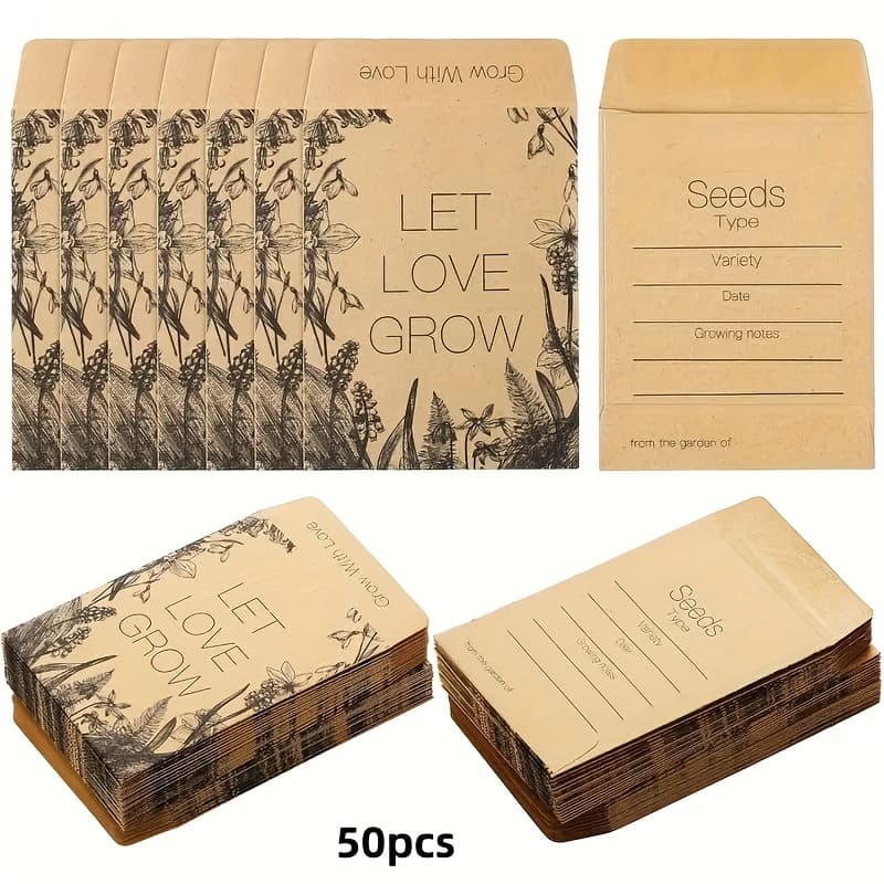 TEMU 50/100 Small Envelopes, 8.0 X 5.99cm Small Pouch Envelopes With Pre-printed Small Envelope Collection Templates For Seed Storage, 3.15 X 2.36in, Party Small Item Packaging, Jewelry Storage