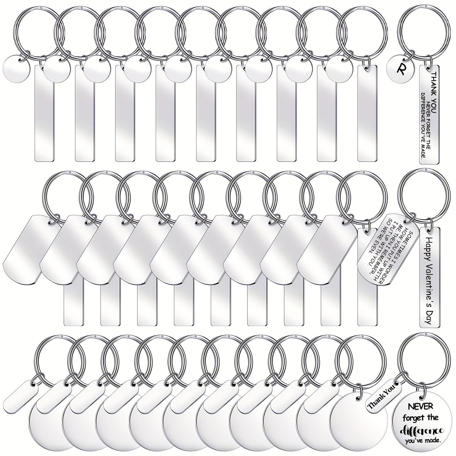 TEMU 30pcs Engravable Metal Keychain Blanks Laser Engraving Stainless Steel Keychain Stamping Jewelry Blanks Key Rings Tags For Diy Crafts Gifts (silvery)