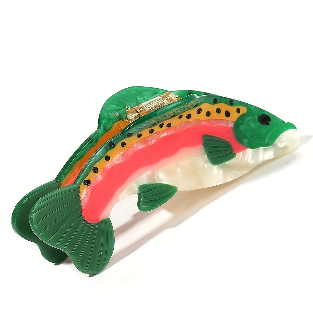 TEMU Elegant And Whimsical Acrylic Trout Hair Clip - Series - Perfect Gift For 14+ - Single Piece - Animal Print - Anniversary Celebration