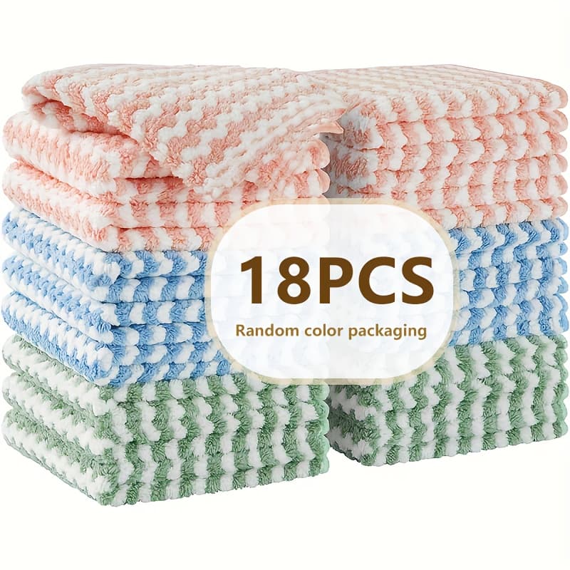 TEMU 18pcs Ultra- Cleaning Cloth, Colored, Reusable Dishwashing Cloth, , , Ultra- Material, Suitable For Home And Kitchen Use