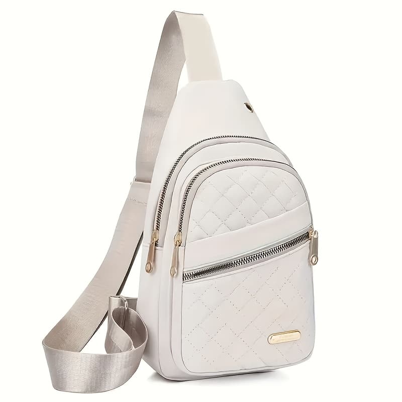 TEMU Women's Crossbody Chest Bag - Adjustable Strap, Multiple Compartments, Zipper Closure, Durable, Solid For Everyday Use & Travel Essentials, Crossbody Purse