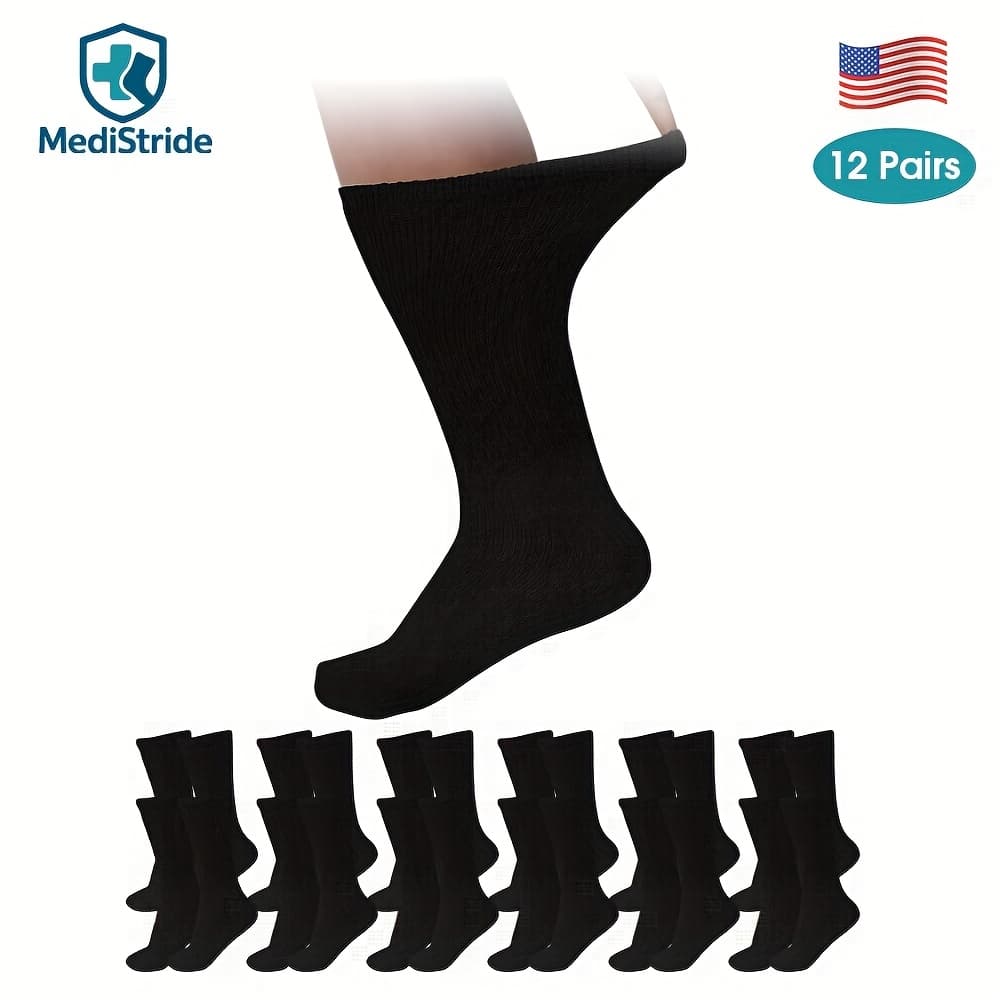 TEMU 12 Pairs Of Cotton Diabetic Non-binding Neuropathy Crew Socks ()