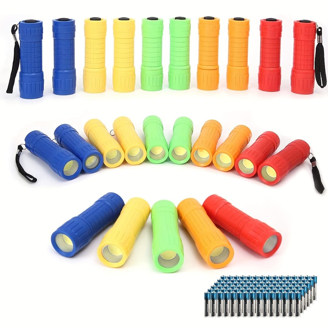 TEMU Small Mini Flashlights Pack Of 30, Assorted Colors, Cob Light, With Battery (random Color)
