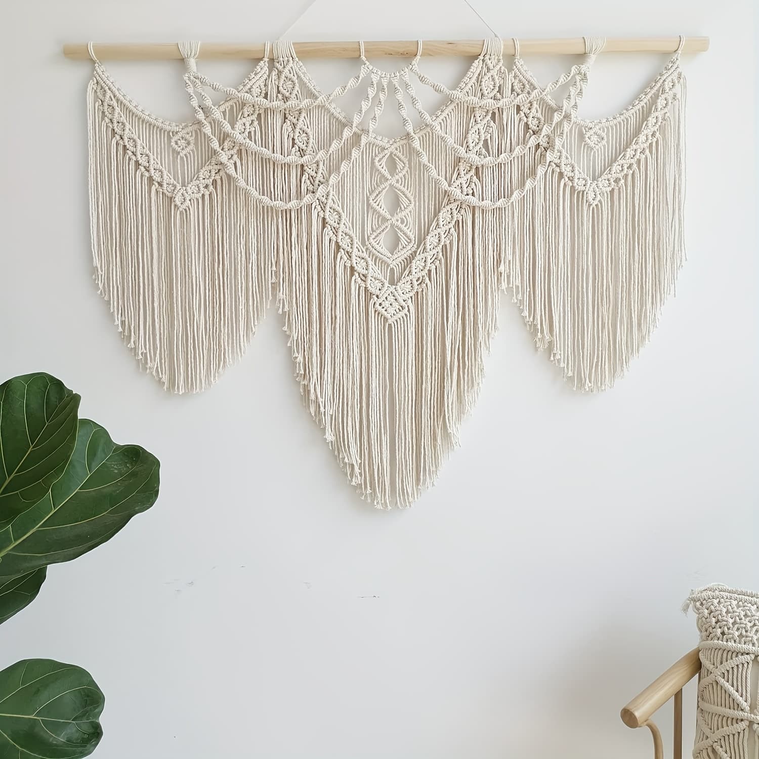 TEMU 1pc Of Large Macrame Wall Hanging, A Bohemian Tapestry For Home Decor, Handmade And, Suitable For Bedroom, Living Room, Or Wedding Party, Measuring 43 Inches By 32 Inches