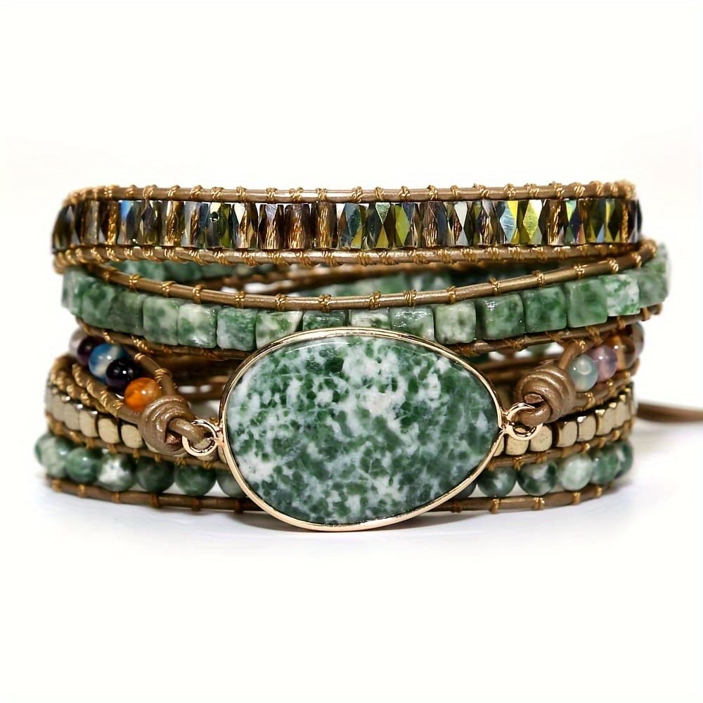 TEMU Bohemian Natural Stone Wrap Bracelet