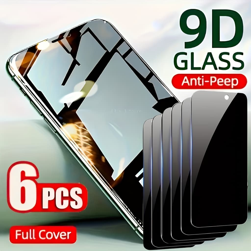 TEMU 6pcs Full Coverage Privacy Screen Protector, Suitable For Iphone 11/12/13/14/15/16/17 Pro With Anti-spy Tempered Glass, 28° Spy Proof Technology