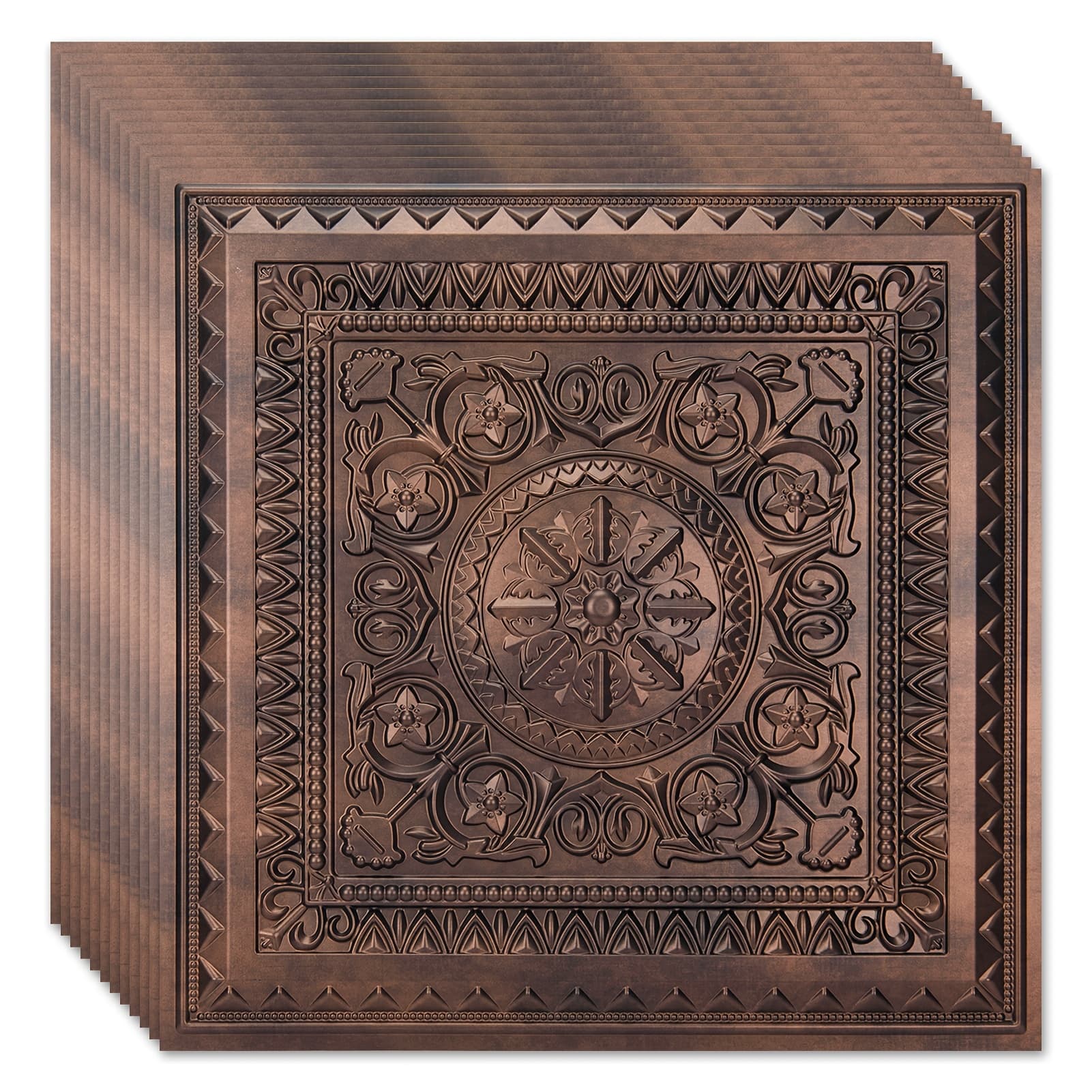 TEMU 3d Ceiling Tiles 2x2, 12-pack Pvc Panels, Waterproof & , Modern Decorative Drop Ceiling, Covers 48 , Antique Copper