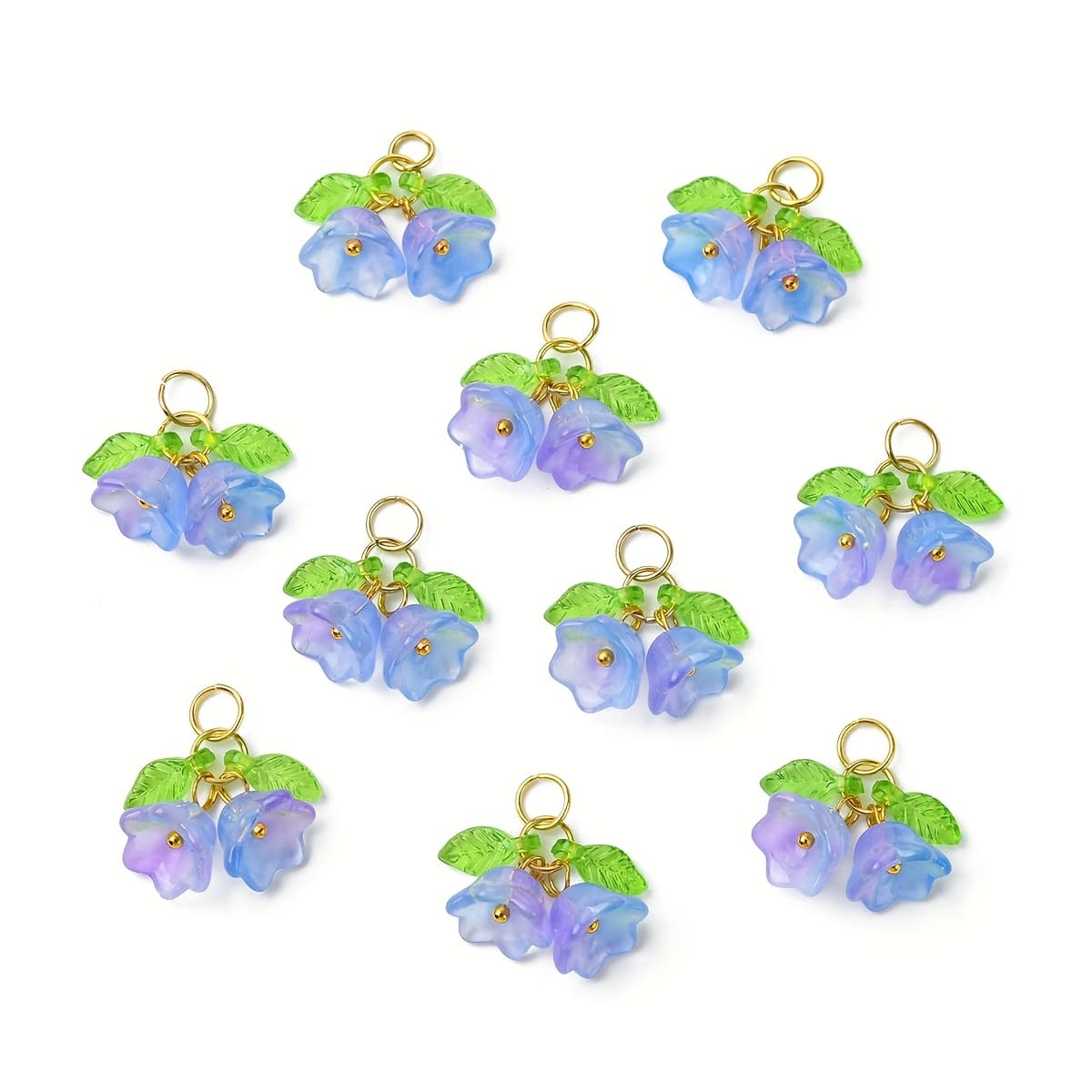 TEMU 10 Double-colored Glass Wind Chime Flower Pendants Accessories, Suitable For Earrings, Bracelets, And Necklace Diy Crafting