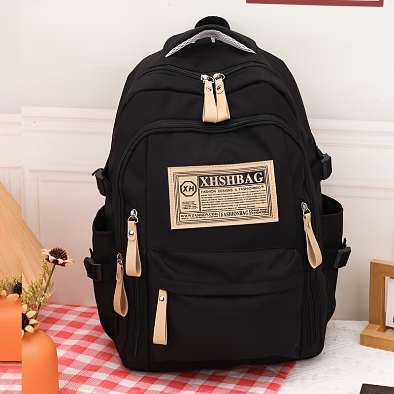 TEMU Large Capacity Backpack, Durable Nylon Backpack, Zipper Closure, Adjustable Shoulder Strap, Comfortable Carrying, Multiple Pockets, Lining, Hand Washable School Backpack.