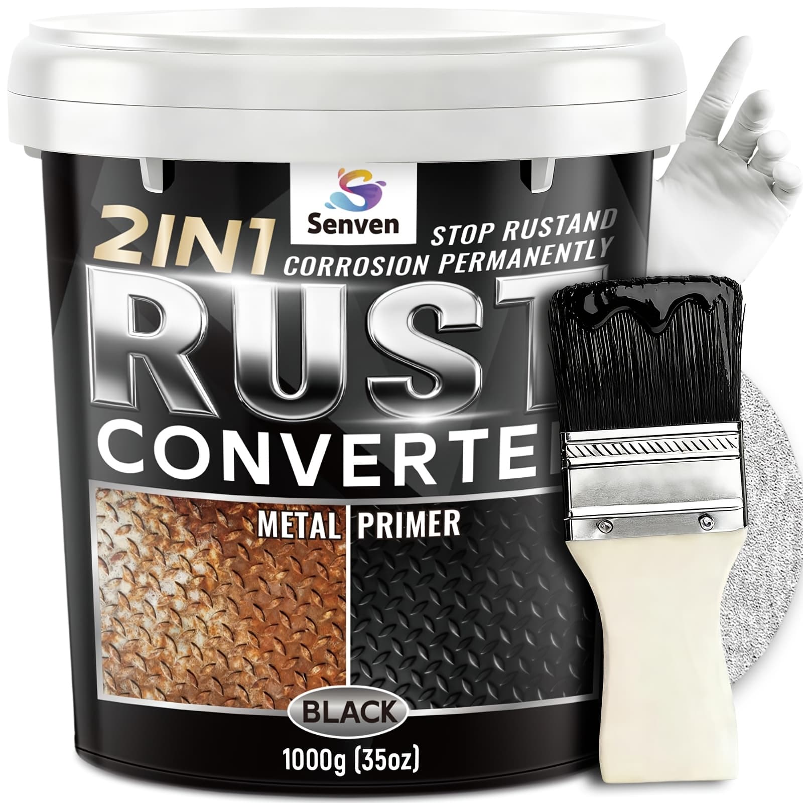 TEMU Rust Converter For Metal 2in 1 Rust Converter Metal Primer Black For Metal, Trailer, Truck Frame, Car Chassis, Rust Heat Resistance Rust Paint For Metal