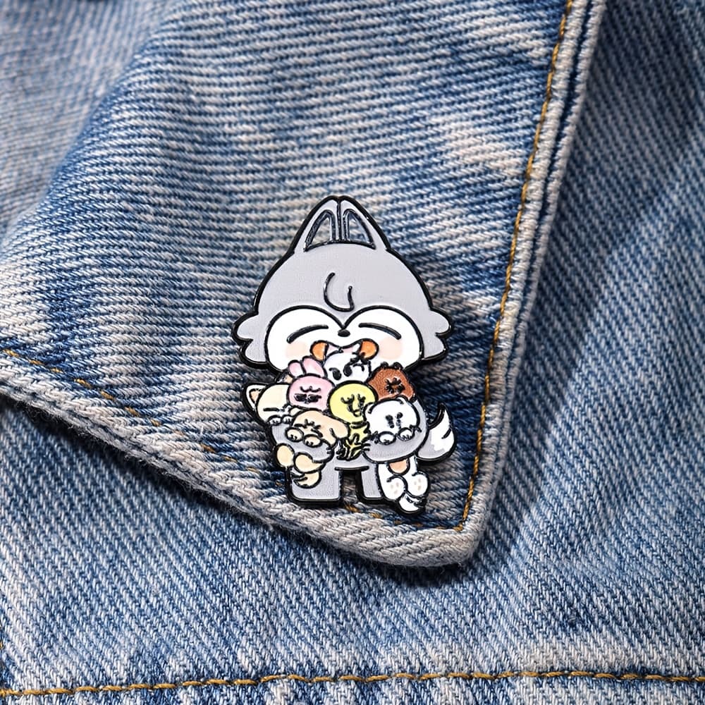 TEMU Family Enamel Brooch Pin Skz Fashion Dinosaur Decorative Brooches Ornaments Lapel Bag Badges Jewelry Gifts