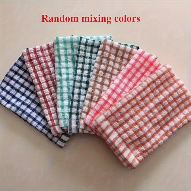 TEMU 5pcs Dish Towel, Random Color Dish Towel, Absorbent Wipes, Kitchen Cleaning Cloth, Cleaning Tools, Reusable Dish Towel, Tea Towel