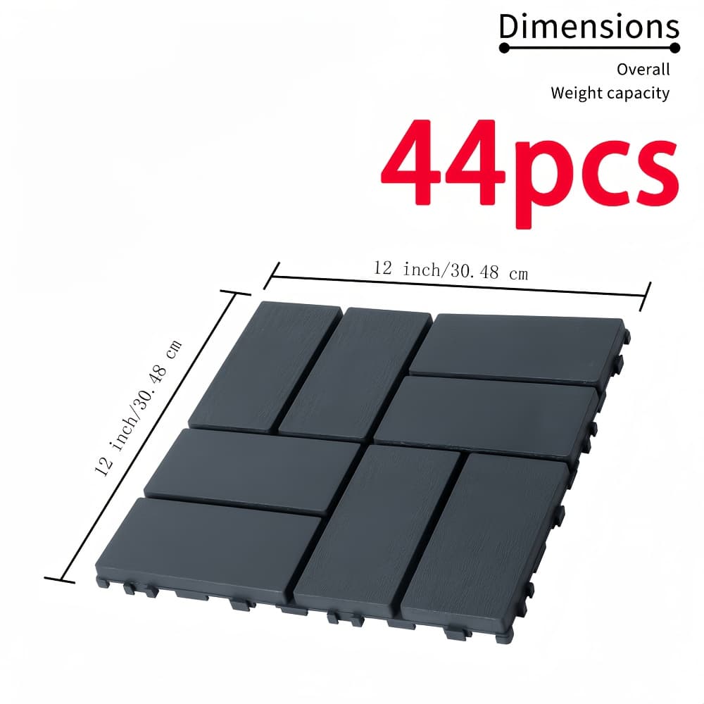 TEMU 44pcs 12"x12" Interlocking Patio Deck Tiles - Waterproof Outdoor Use For Poolside, Balcony, Backyard - , -bearing Capacity, Poolside Pavers | Gridlike Pattern | Waterproof Decking