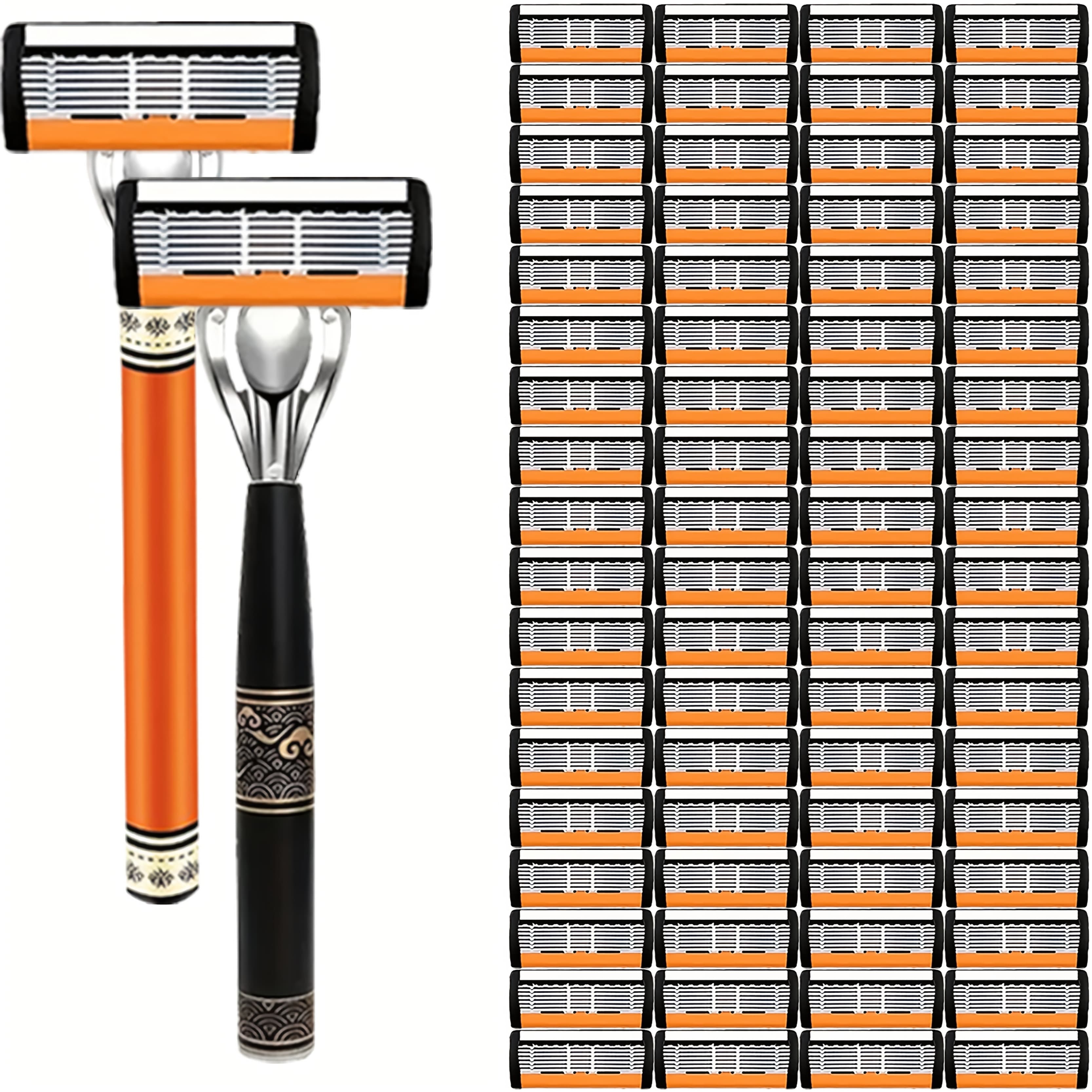 TEMU 2025 New Imported Men's Shaver With Premium Blade For A Shave, Compatible And Interchangeable Sharp Safety Blade, Non-slip Handle, Perfect For Holiday Gifting
