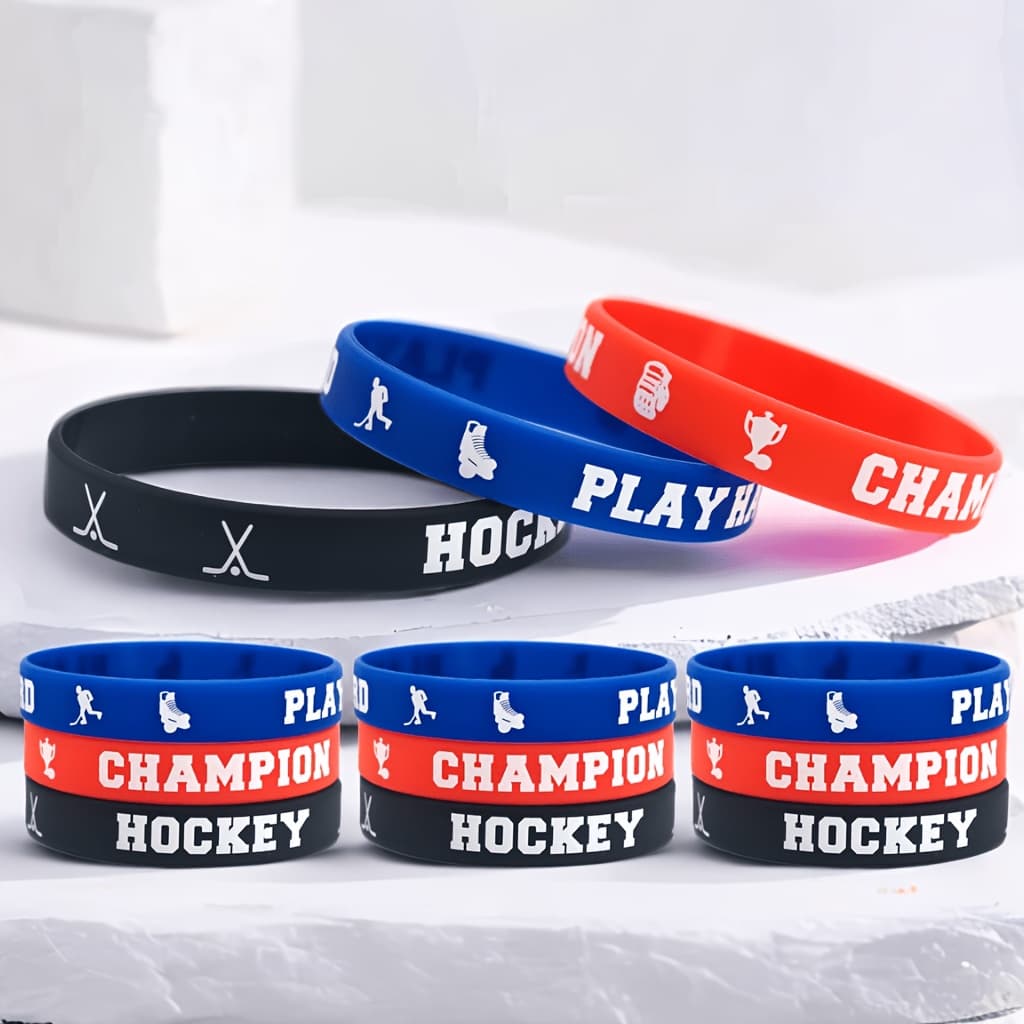 TEMU Gift For Her/him 12pcs, Hockey Bracelets Silicone Hockey Wristband Stretch Bracelets For Sport Themed Party Supplies Party Favors Supplies