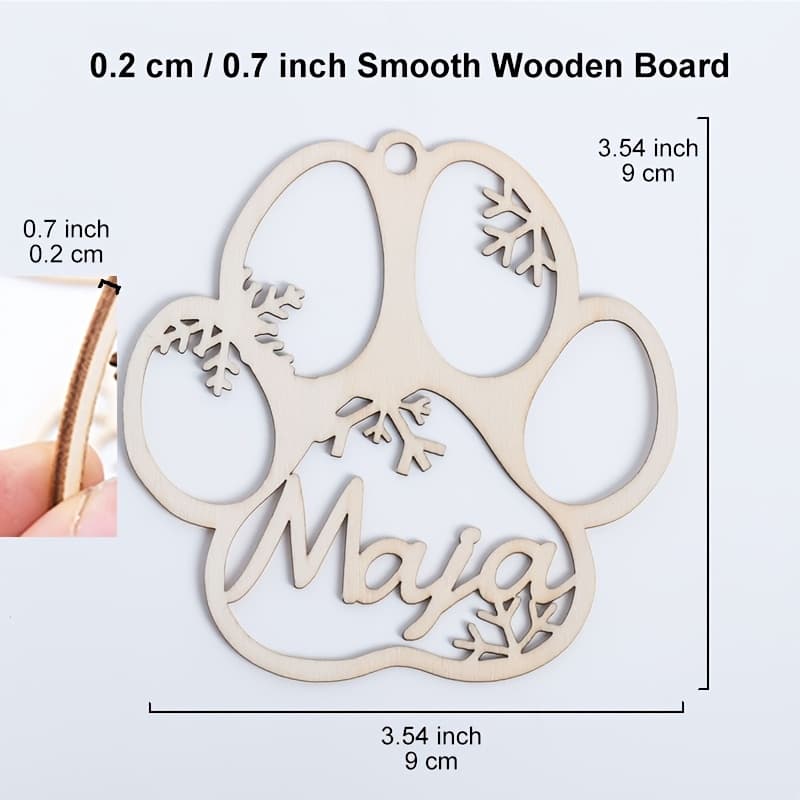 TEMU Cpcraz Personalized Wooden Christmas Ball Ornament - Festive Dog Paw Design Christmas Gift For Pet Lovers, Handcrafted With Name - 9cm/3.54inch X 9cm/3.54inch 1pc