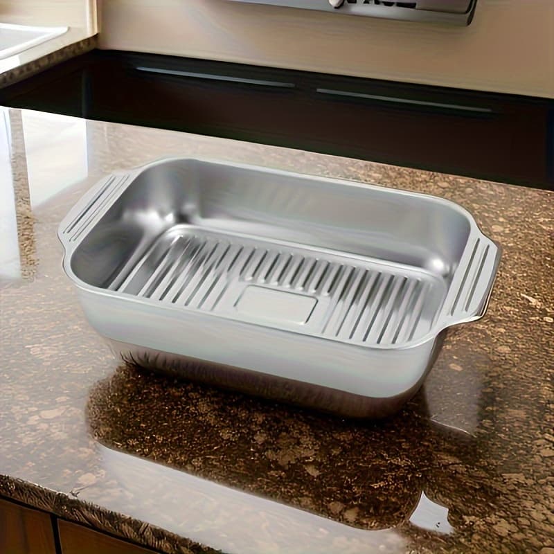 TEMU 1pc, Deep Baking Sheet, Stainless Steel Baking Pan, Non-stick Cookie Sheet, Grilling Trays, Oven Accessories, Baking Tools, Kitchen Gadgets, Kitchen Accessories