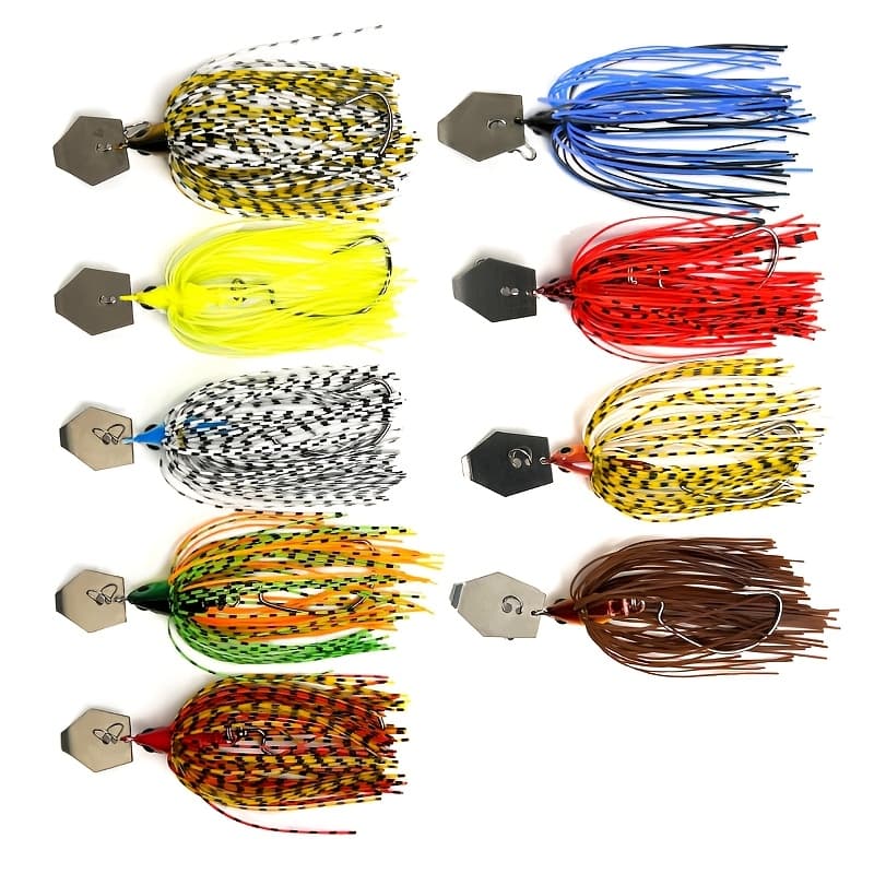 TEMU 9pcs Random Color Fishing Lures Set Spinner Artificial Bait Skirts Kit Weedless For Pike Swimbait Walleye