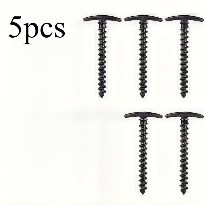 TEMU 5pcs Durable Screw Stakes For Camping And Hiking, With Ergonomic Handles, Ideal For Tents, Canopies, And Outdoor Shelters, Outdoor Anchoring Spiral Screws For Camping