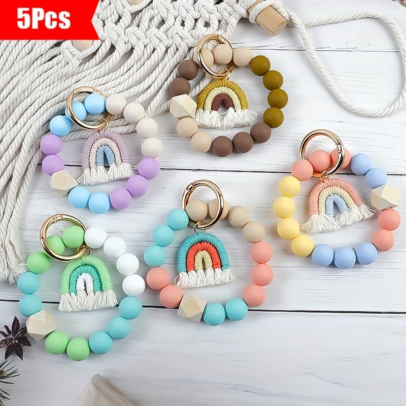 TEMU 3-5pcs Fresh And Tassel Charm Colored Bead Bead Keychain Gift For , Gifts For Women, Gifts For , Holiday Gifts For Mothers, Perfect Gift