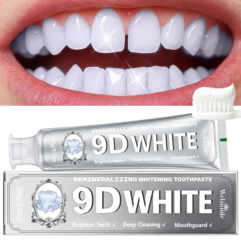 TEMU 9d White Toothpaste, Deep Cleansing Gel With Breath, Formula For Sensitive Teeth & Gums, Oral Care, Gums, Travel-size 100g/3.52oz, Ideal Oral Hygiene Gift For , Suitable For Everyday