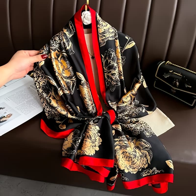 TEMU 1pc 180*85 Cm Warm Large Handkerchief, Outdoor Lightweight Headscarf, Popular Headscarf, Seasonal Tassel Shawl, New Women's Beach Scarf, Fashionable Printed Rectangular Scarf