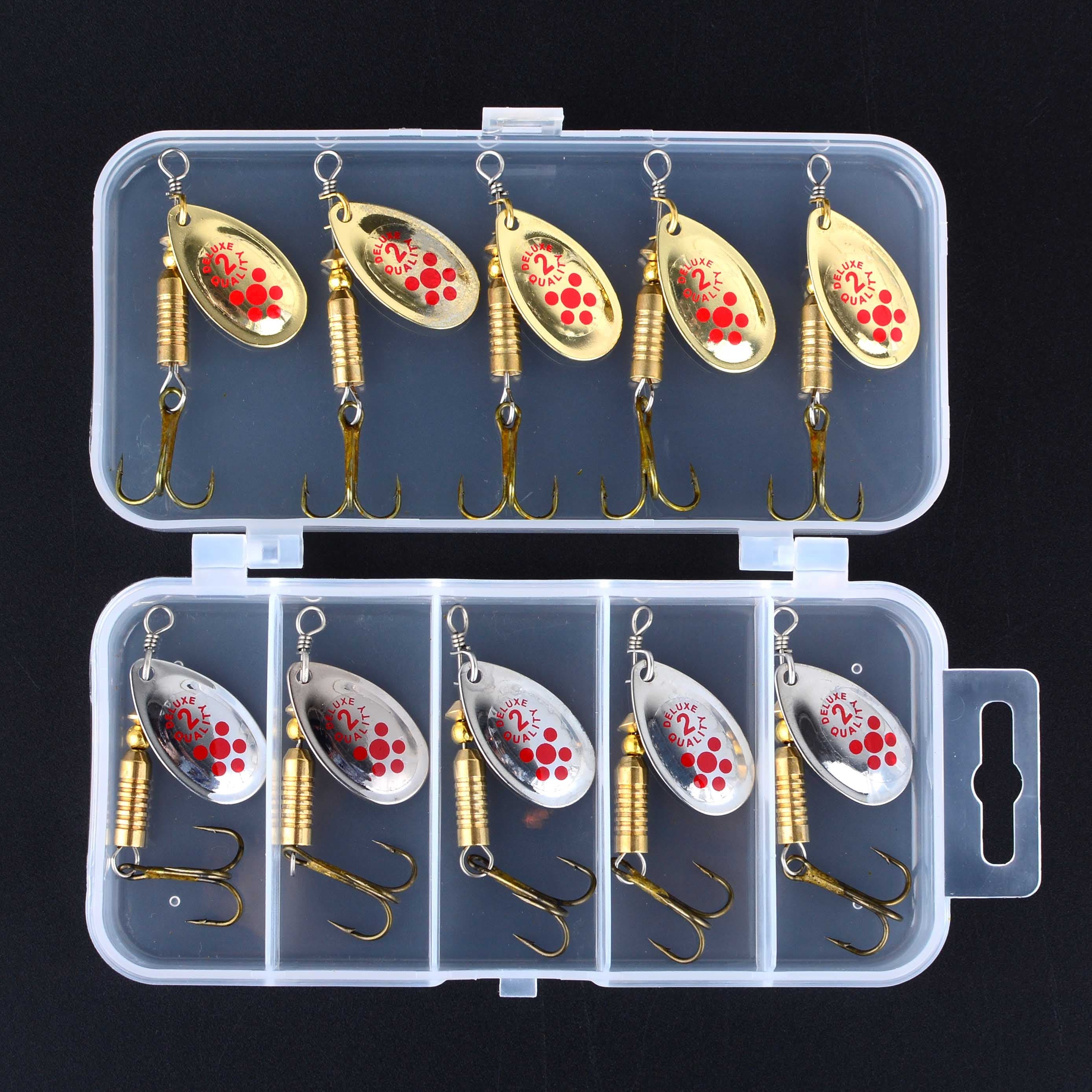 TEMU 10pcs/box Metal Spoon Spinner Fishing Lure Set Spoonbait Crankbaits Fishing For Pike Crochet Kit Artificial Bait
