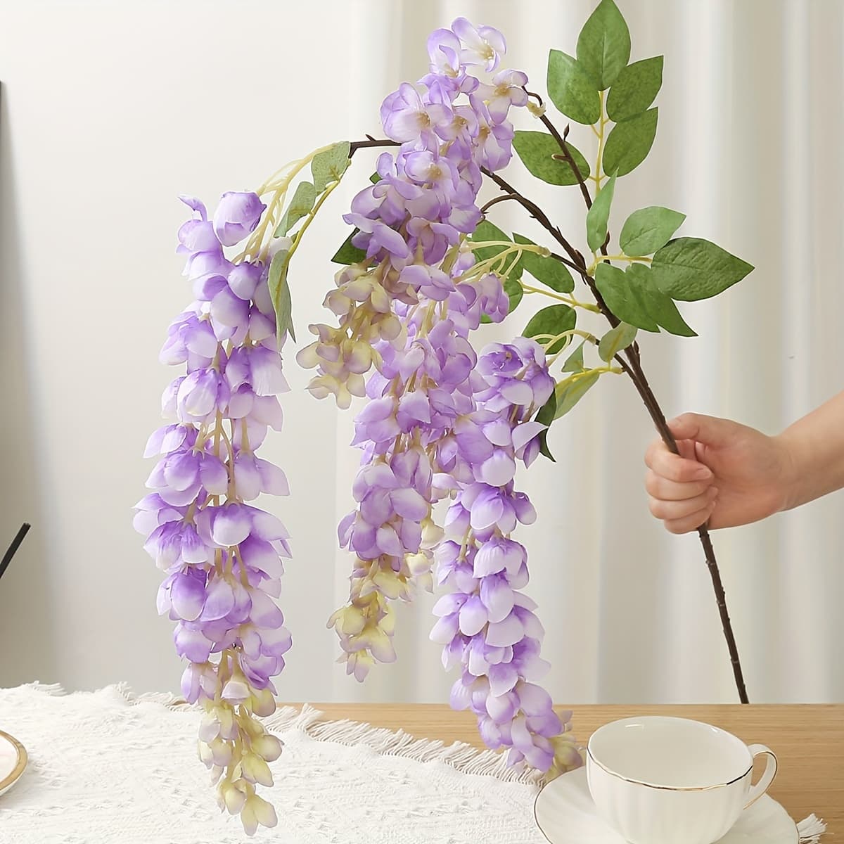 TEMU 1pc 5-fork Wisteria Pendant, Artificial Flowers, Faux Flowers, Flowers, Wedding Decorations, Simulated Decorations, Parties, Events
