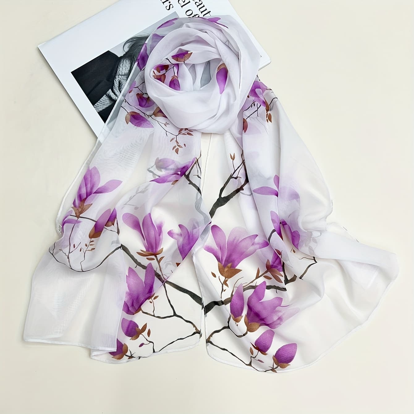 TEMU A Women's Chiffon Printed Scarf Is Outfits