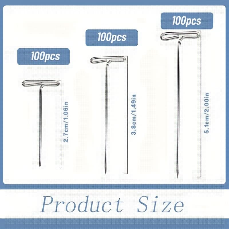 TEMU 300pcs T Pins, 1 Inch, 1.5 Inch, 2 Inch, 3 Sizes Sewing Pins, Stainless Steel Wig Pins For Wigs, T-pins With Clear Box For Sewing, Blocking Pins, Wig Making And Crafts
