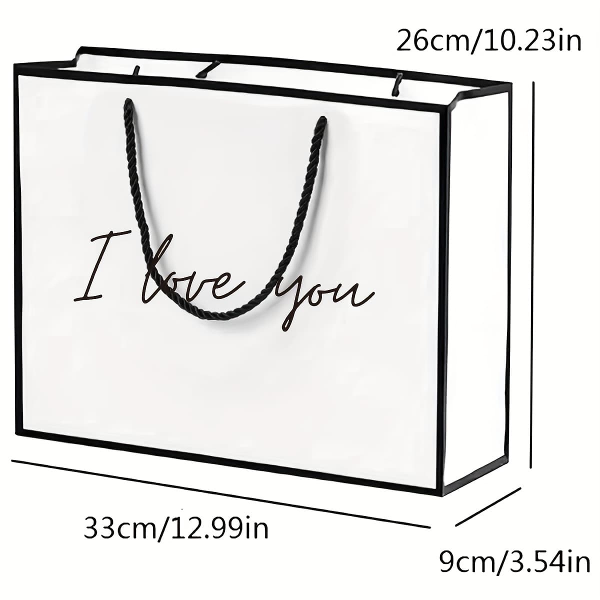 TEMU 1pc I Love You Gift Bag, Paper Gift Bag, Lightweight & Foldable Shopping Handbag, Perfect Gift Bag For Girlfriend, Boyfriend, Husband, Wife, Partner