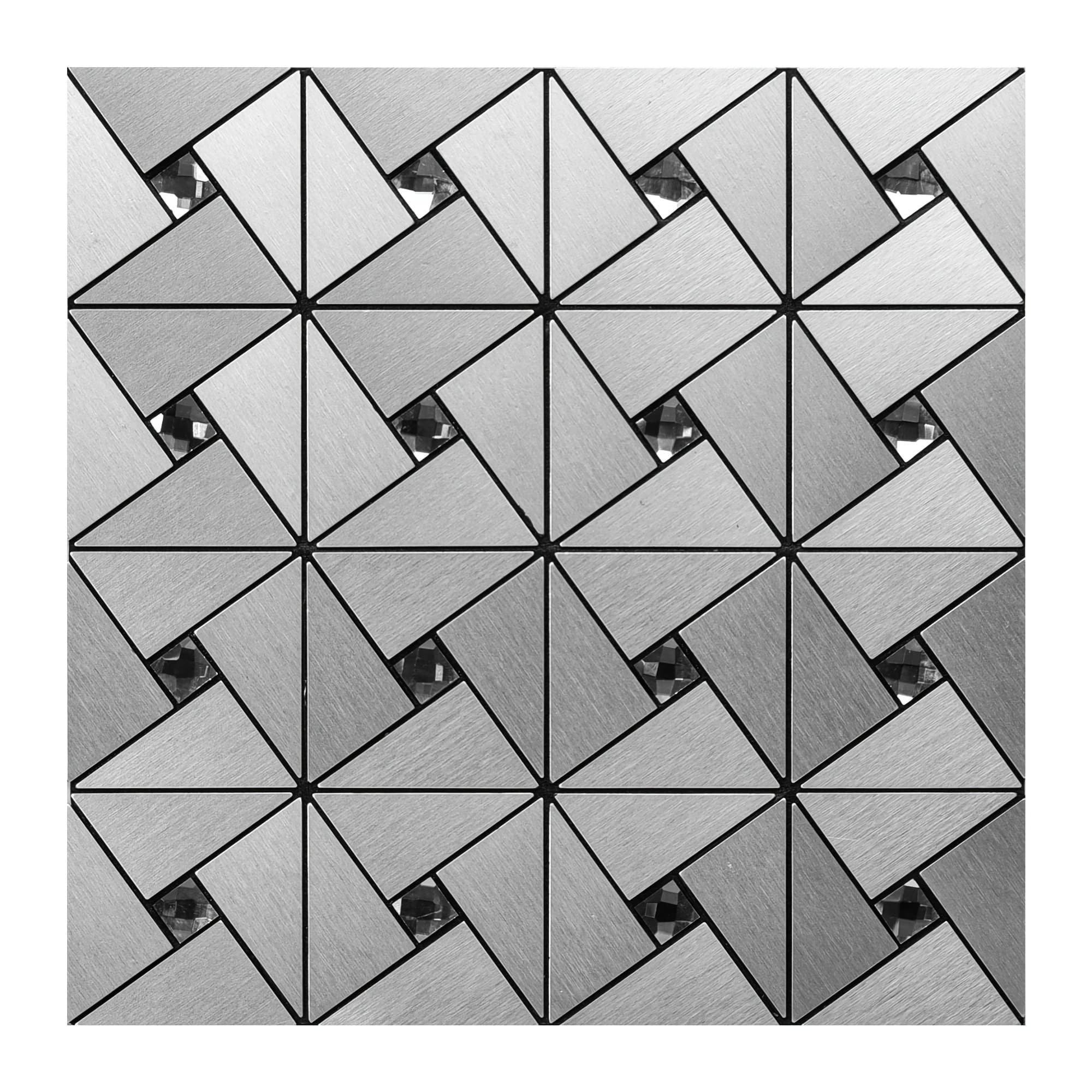 TEMU Art3d 10-sheet Peel And Stick Backsplash Metal Mosaic Tiles For Kitchen Wall Decor, Stick On Aluminum Composite Tiles Stikers, Puzzle Glass Mixed