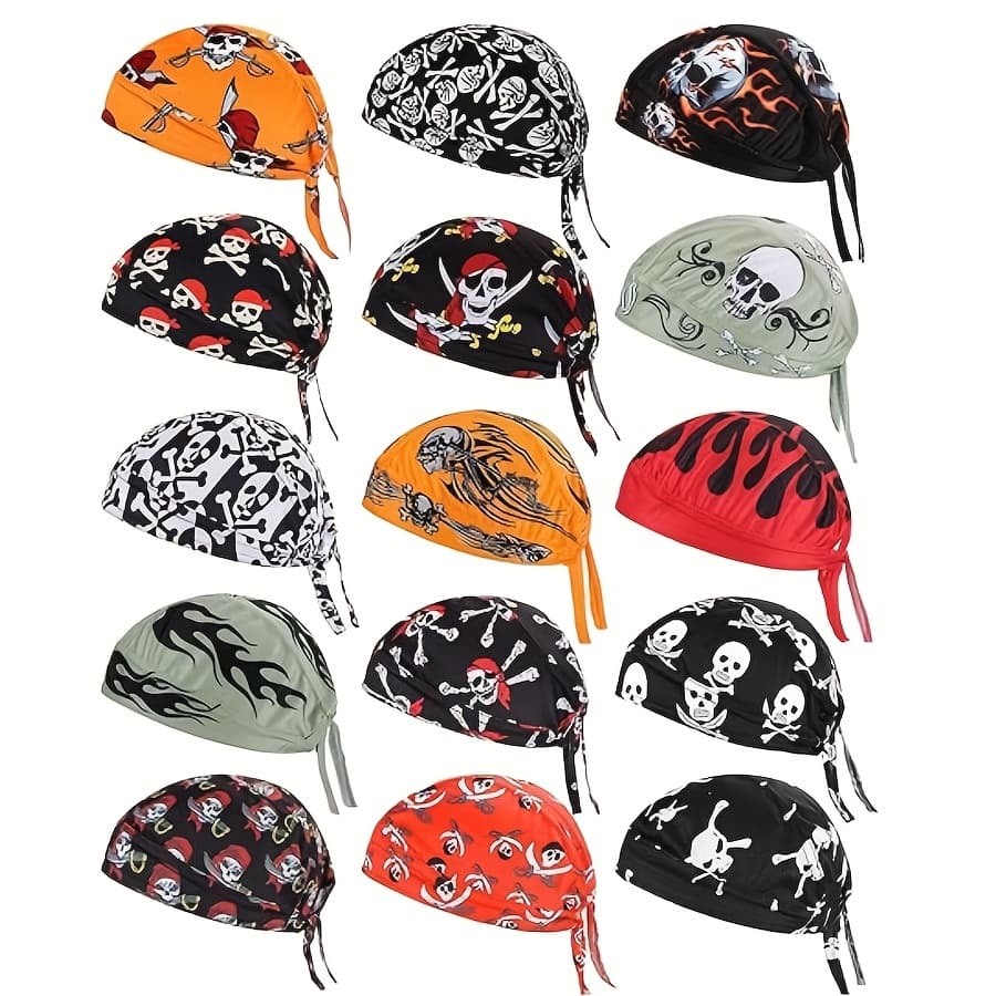 TEMU 15pcs Pack Cooling Skull - Breathable Sweat-wicking Multi- For, Motorcycling, For With Bandana Beanie, Outdoor Headwear
