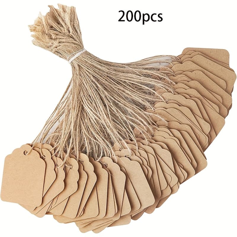 TEMU Price Tags With String Attached 200pcs Paper Hang Tags For Labeling Gifts Bags Clothes Jewelry Retail Garage/yard For Pricing 1.4x1.8inch