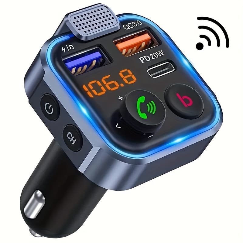 TEMU Fm Transmitter Car Adapter, Wireless 5.0 Radio Car Kit, Call, Mp3 Player Receiver Hifi Bass Support U Disk