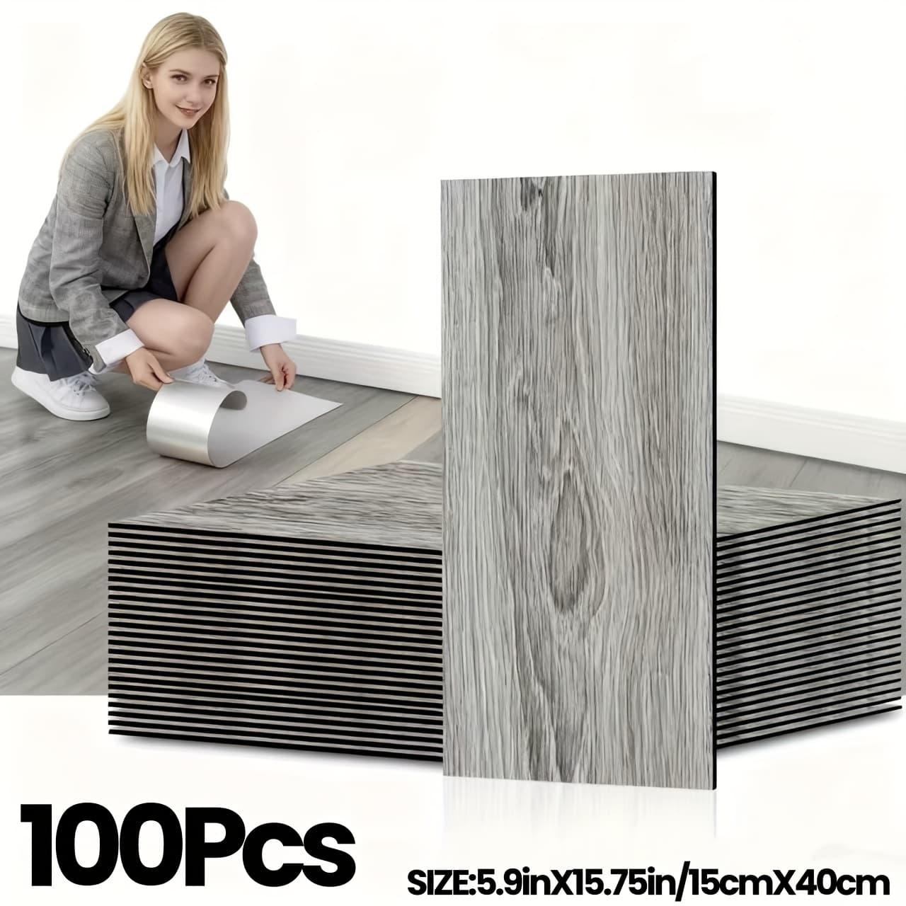 TEMU 50/100pcs Box Self-adhesive Grain Vinyl Flooring - Realistic Wood Planks With Xpe Core, Easy Diy Installation Suitable For, Office,, Bathroom - Retro Wood Tiles