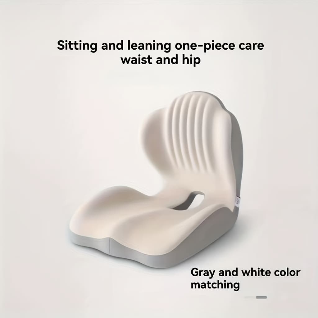 TEMU Memory Foam Integrated Seat Cushion, , Raised Back, Hollow And Breathable, Office Chair Cushion, Cushion, Comfortable For Long Sitting, Suitable For