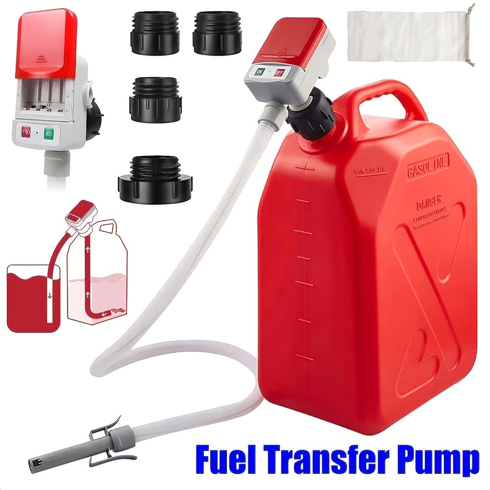 TEMU Automatic Fuel Transfer Pump With , 51'' Extra Long Hose, 3.2 Gallon Per Min, Battery Or Usb Powered, 4 Can Adapters, Fast And Safe Portable Gas Can Pump For Oil, , Gasoline