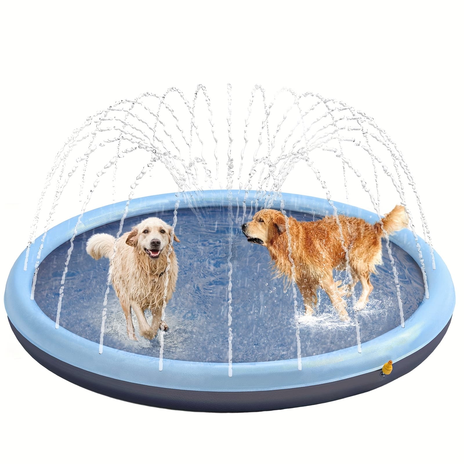 TEMU Extra Large 79" Non-slip Dog Splash Pad - Durable Sprinkler Pool For Summer Outdoor Fun, Backyard Fountain Play Mat & Wading Pool For Pets