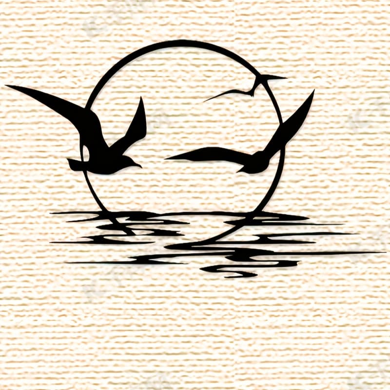 TEMU Modern Seagull & Sunset Metal Wall Art - Contemporary Bird Wall Sculpture With Iron & Sunset For /, Wall-mounted Decoration Suitable For Housewarming Gift, Patio, - Holiday Decor